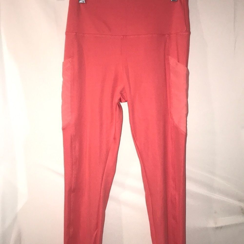 Marika Women's Performance High Rise Side Pockets Orange‎ Leggings Size S
